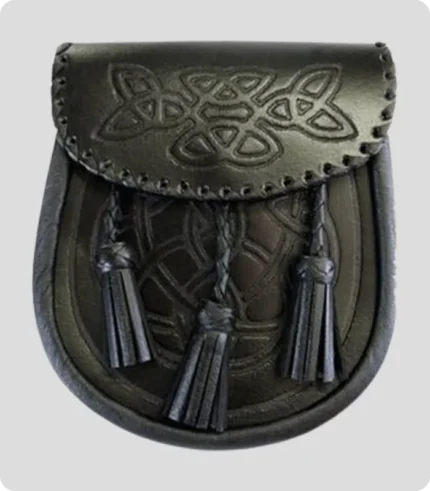 Black Celtic Embossed Leather Sporran