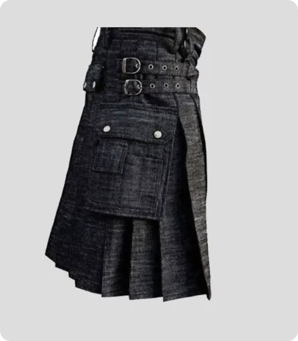 Black Denim Utility Kilt