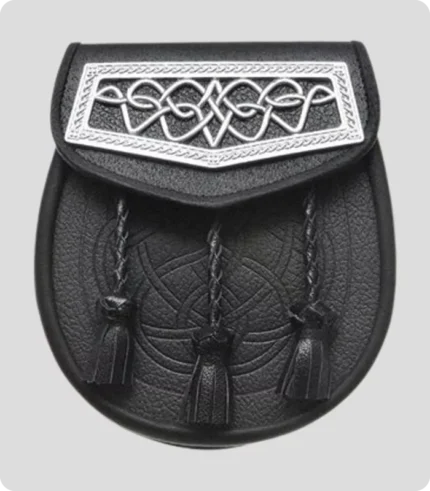 Black Leather Celtic Interweave Plate Sporran