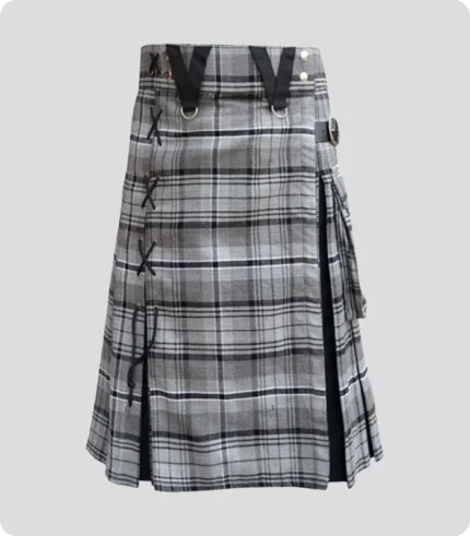 Box Pleated Grey Hamilton Modern Kilt