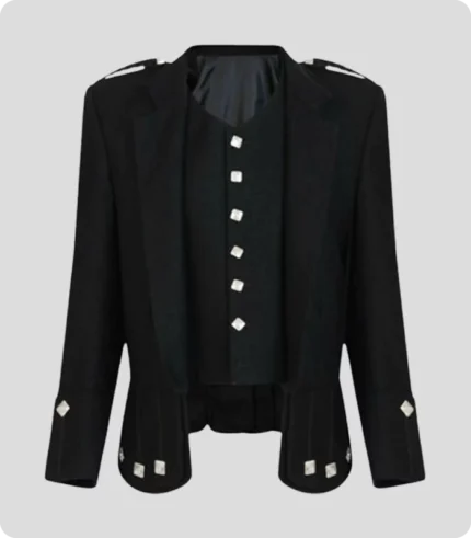 Custom Made Black Military Doublet Jacket With Vest