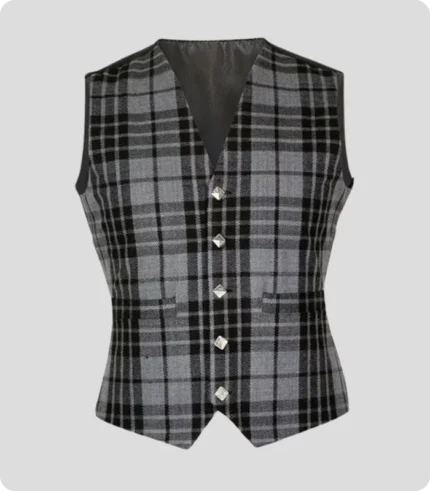 Grey hamilton tartan waistcoat