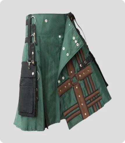 Hunter Green With Brown Medieval Modern Hybrid Kilt