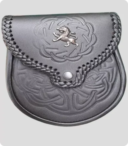 Lion Rampant Black Leather Sporran