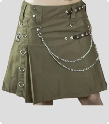 Olive Green Women Utility Kilt