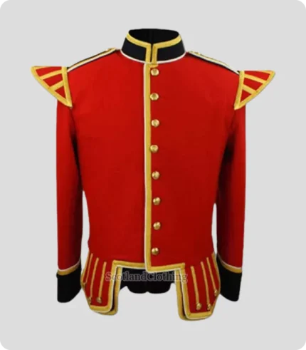 Premium Quality Hand Made Scottish Red Military Drummer Doublet Design 7