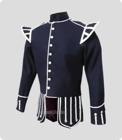 Premium Quality Hand Made Traditional Scottish Blue Military Drummer Doublet Design 6