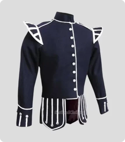 Premium Quality Hand Made Traditional Scottish Blue Military Drummer Doublet Design 6