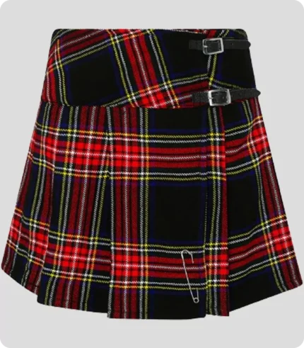 Women Black Stewart Tartan Mini Skirt